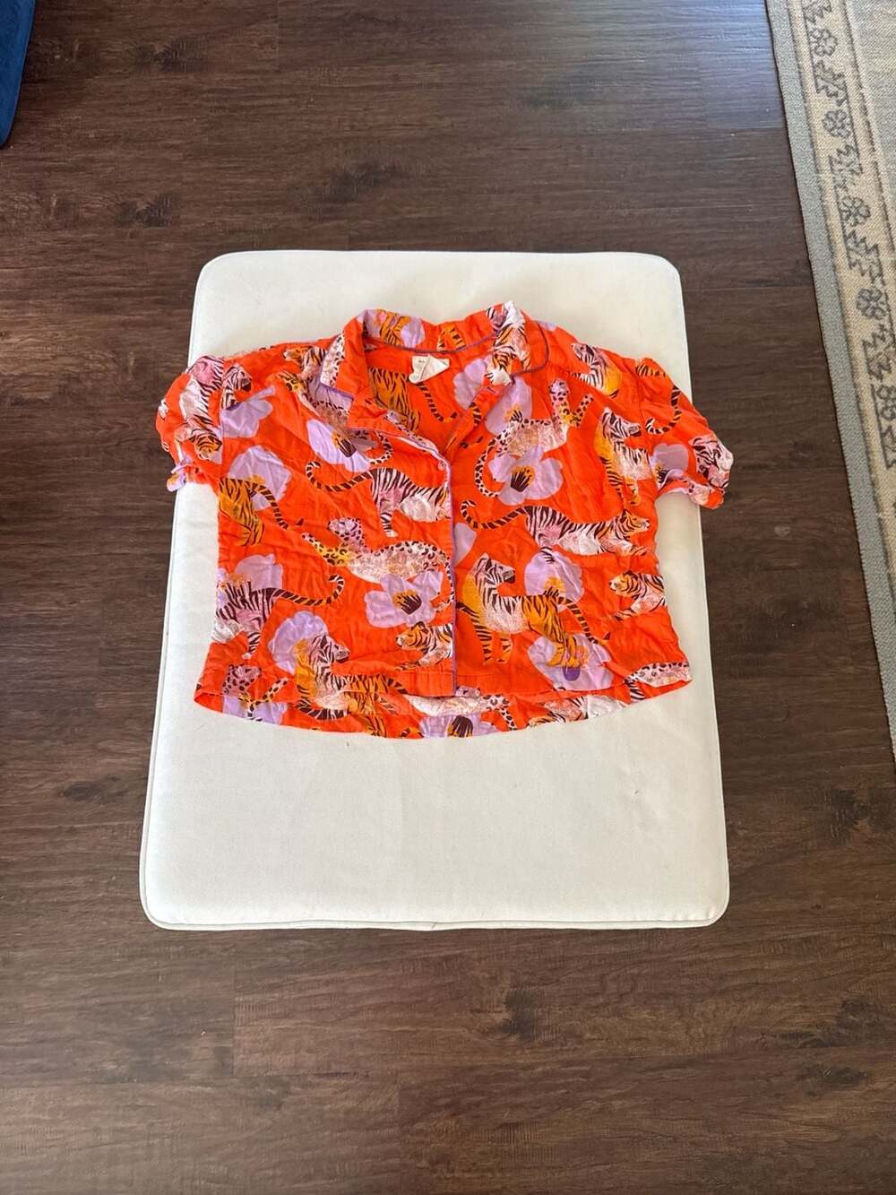 Anthropologie x Claire Colin Dreamer Pajama Tiger Flower Print Top, Size SP